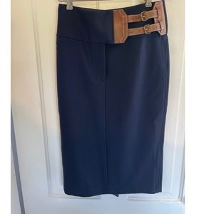 RALPH LAUREN Navy Belted Pencil Skirt Size 2